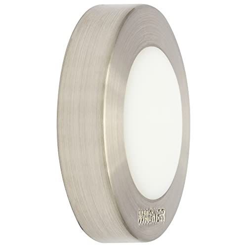 WAGNER Design muur deurstopper SCREW OR GLUE/schroef of lijm - diameter Ø 38 x 10 mm, geborsteld metaal, inox look, buffer thermoplastisch rubber wit, design prijs - 15514111