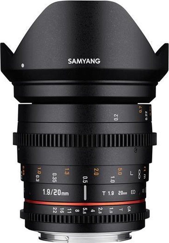 Samyang 20mm T1.9 VDSLR ED AS UMC Canon EF-M-mount objectief