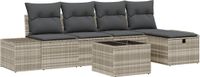 vidaXL Bankstel 6-zits Polyrattan Lichtgrijs/Donkergrijs