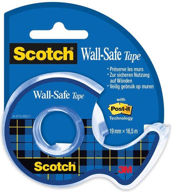 Scotch® Wall-Safe Tape - 19 mm x 16,5 m - 1 rol - Transparant