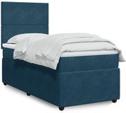 vidaXL Boxspringbed met matras, fluweel, donkerblauw, 80x200 cm