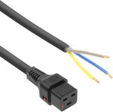ACT Netsnoer C19 IEC Lock - open einde zwart 2 m, PC1174 AK5048