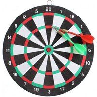 Dartspel met dubbelzijdig dartbord en 2 dartpijlen zwart