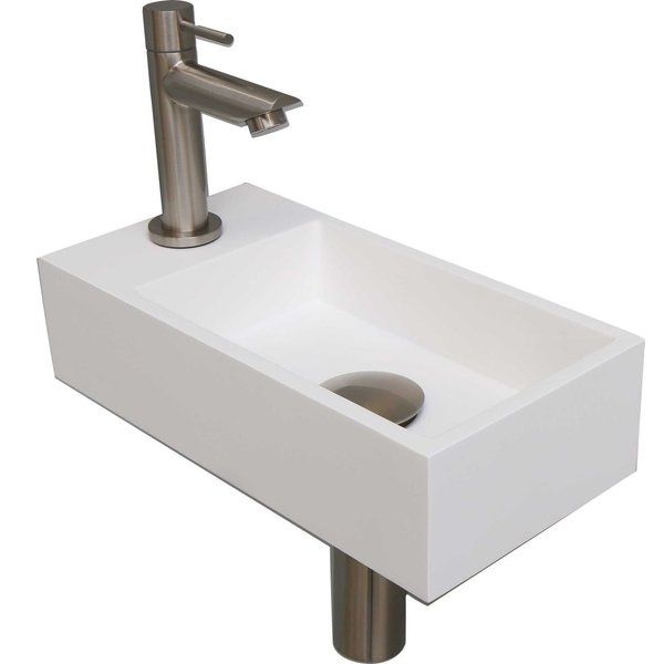 Ink Versus fonteinset 36x9x18cm kraangat links Polystone Mat wit/brushed nickel 1805167