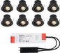 HOFTRONIC Set van 8 Medina LED Mini Inbouwspots - Zwart - 12 Volt 3 Watt 150 Lumen - Kantelbaar - Verzonken - 2700K Warm Wit - IP44 Waterdicht