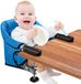 Fauteuil repas pliable et rehausseur, avec sac de transport, idéal pour la maison et les voyages, bleu clair