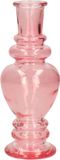 Merkloos Kaarsen kandelaar Venice - gekleurd glas - helder roze - D5,7 x H15 cm