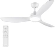 Philips LED Philips plafondventilator met vaste bladen en LED-verlichting, 3 bladen, diameter 132 cm, 2650 Lumen, instelbaar wit licht van 3000 K tot 6500 K, dimbaar tot 5%, inclusief afstandsbediening, wit