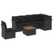 vidaXL 7-delige Loungeset met kussens, polyrattan, zwart