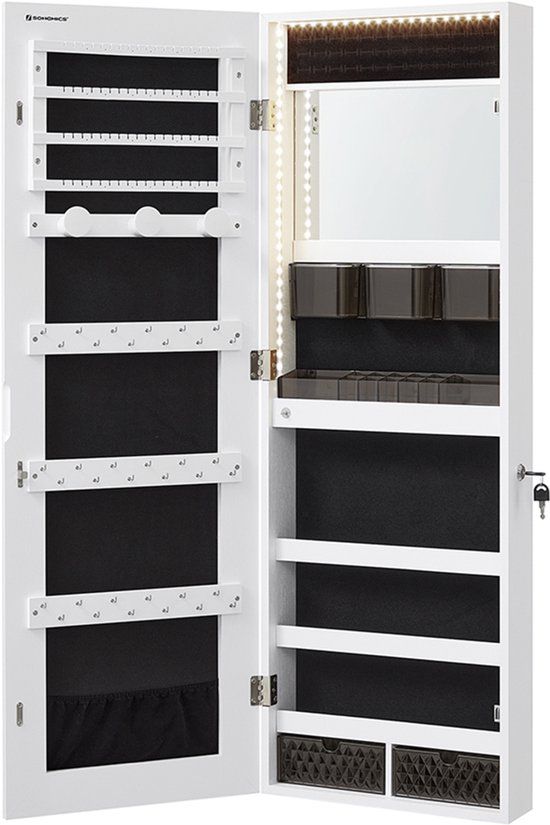 SONGMICS EUZIEL International GmbH Wandkast met spiegel over de volledige lengte – Wit