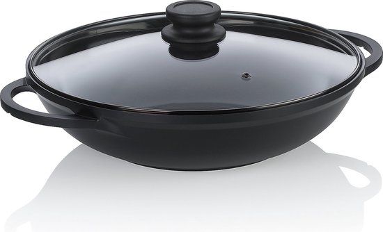 Kela Wokpan 32 cm met glazen deksel ATURA