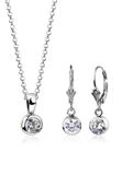 Nenalina - Sieraden Set - Kette Ohrhänger Zirkonia Steine Solitär 925 Silber - Dames
