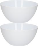 PlasticForte Schalen/schaaltjes wit - 750 ml - 2x - Ontbijt/dessert/snacks/sauzen serveren - kunststof