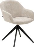 Kick Collection KICK® MATT Draaibare Eetkamerstoel – 360° Auto-Return – Met Armleuningen – Textuurstof – Champagne