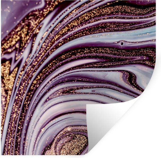 StickerSnake Muursticker - Marmer - Roze - Goud - Glitter - 100x100 cm - StickerSnake