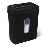 Amazon Basics Destructeur de documents à coupe croisée, 6 feuilles, avec fenêtre transparente, pour documents A4 et cartes bancaires, corbeille de 14L, noir