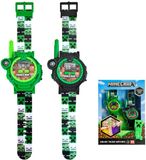 Accutime Minecraft Walkie Talkie Horloge – Kinderhorloge met Spreekfunctie – 2-delig Set – 17x24x8 cm – Officieel Minecraft