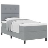 vidaXL Boxspring bed met hoofdeinde Lichtgrijs 90 x 190 cm Stof