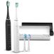 TrueLife SonicBrush Clean30 Duo Brosse à dents sonique avec 5 modes, batterie 30 jours, USB-C, minuterie, étanche IPX7, 2 brosses à dents avec têtes et étui de voyage (noir et blanc)