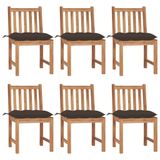 VidaXL Tuinstoel Terras Gecapitonneerde zitting Teak Taupe