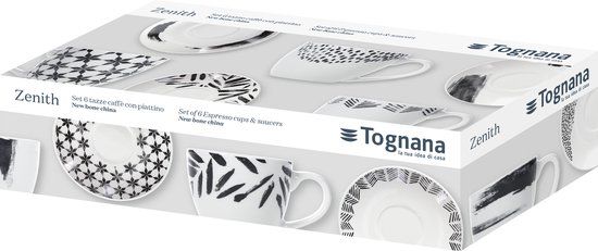 Tognana IR685015974 Koffiekopjes - Zwart/Wit - 6 stuks