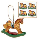 Dekohelden24 Houten Boombehang Set van 4, Schommelpaarden, ca. 7 cm
