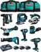 MAKITA Set MK801 (DDF482 + DHR171 + DGA504 + DTD152 + DJV182 + DSS610 + DJR186 + DBO180 + 3 x 5,0 Ah accu's + DC18RD lader + 2 x LXT600 koffers)