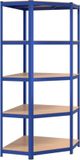 vidaXL Hoekrek - 5-laags - staal - en - bewerkt - hout - blauw