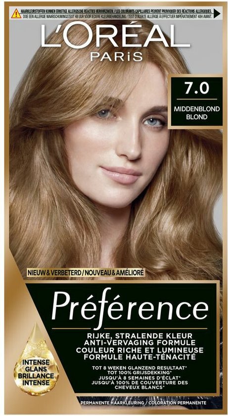 L'Oréal Récital Préférence 7 - Midden Blond - Haarverf met Color extender