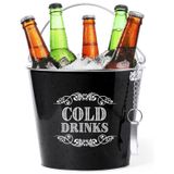 Bellatio design IJsemmer - cold drinks - bierkoeler - wijnkoeler - 6L - zwart - drankkoeler met flesopener