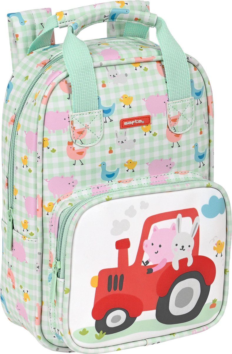 Safta Peuterrugzak, Boerderij - Groen - Polyester - 28 x 20 x 8 cm