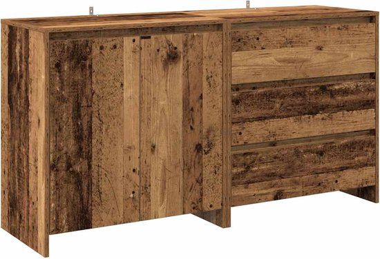 vidaXL 2-delige Dressoirs bewerkt hout oud houtkleurig
