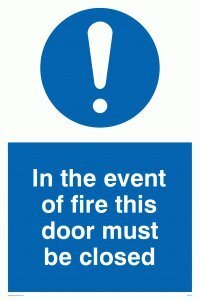 Viking Signs Viking Signs MQ214-A6P-3M "In The Event Of Fire This Door must be closed" Sign, 3 mm Rigid Plastic, 150 mm H x 100 mm W