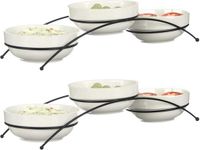 Vessia bols/coupes à sauce/snacks en support - Blanc - Céramique - Set 6x pièces - D12 x 5 cm