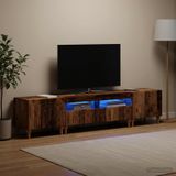 Maison Exclusive - Meuble TV LED, 3 pièces, en bois recyclé et panneaux de fibres de bois