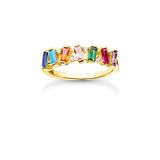 Thomas Sabo Dames ring 925 sterling zilver gekleurde edelsteen 54 Goud / Kleurrijk