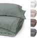 Merkloos / Sans marque Famanu Linnen, Stone-Washed, 2-delig, zeer hoogwaardig beddengoed gemaakt van 100% natuurlijke vezellinnen, standaardformaat, met envelopsluiting, gemaakt in de EU, groen, 135x200+80x80
