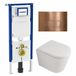 Geberit QeramiQ Dely Toiletset - 36.3x51.7cm - Geberit UP720 inbouwreservoir - rimless - diepspoel - 35mm zitting - softclose - bedieningsplaat koper - rechthoekige knoppen - mat wit