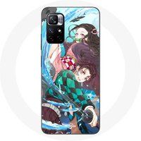 Maniacase Etui Redmi Note 11 5G Tanjiro en Nezuko Demon Slayer Kimetsu no Yaiba Anime