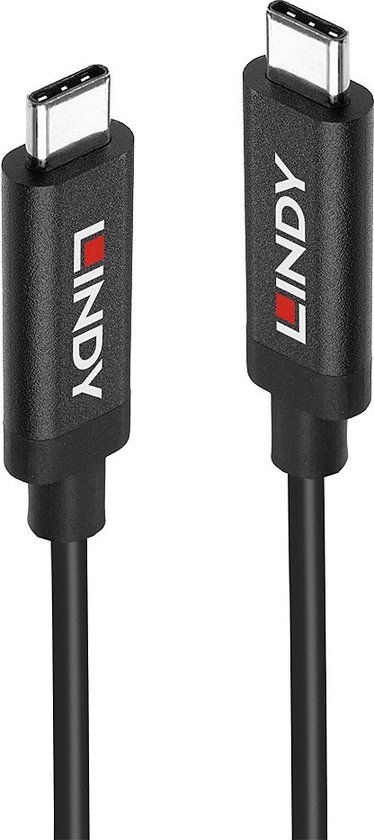 LINDY 43308 USB-kabel USB 3.2 Gen2 USB-C stekker, USB-C stekker 5.00 m Zwart