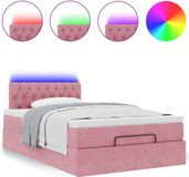 vidaXL Ottoman bed with mattress and LEDs 120x200cm velvet pink