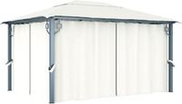vidaXL Prieel met gordijn 400x300 cm aluminium crème