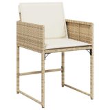 vidaXL 9-delige tuinset met kussens, beige, van polyrotan