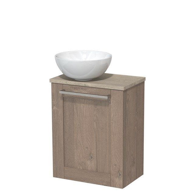 Maxaro Modulo Toiletmeubel 41 cm - Middenbruin Eiken - Lichtgrijs Eiken