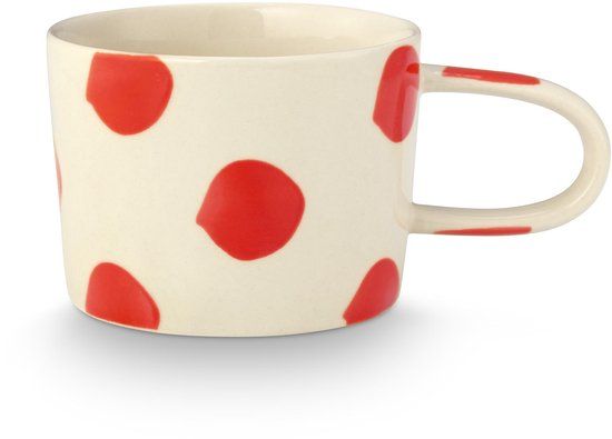 VT Wonen Mok met stippen – Rood – 350 ml – Keramiek