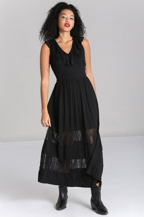 Hell Bunny Mortem Maxi Dames Maxi-jurk - zwart - S