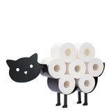 Sanics Reserverolhouder Kat Zwart - WC Papier Houder Staand/Hangend - RVS - 7 Rollen