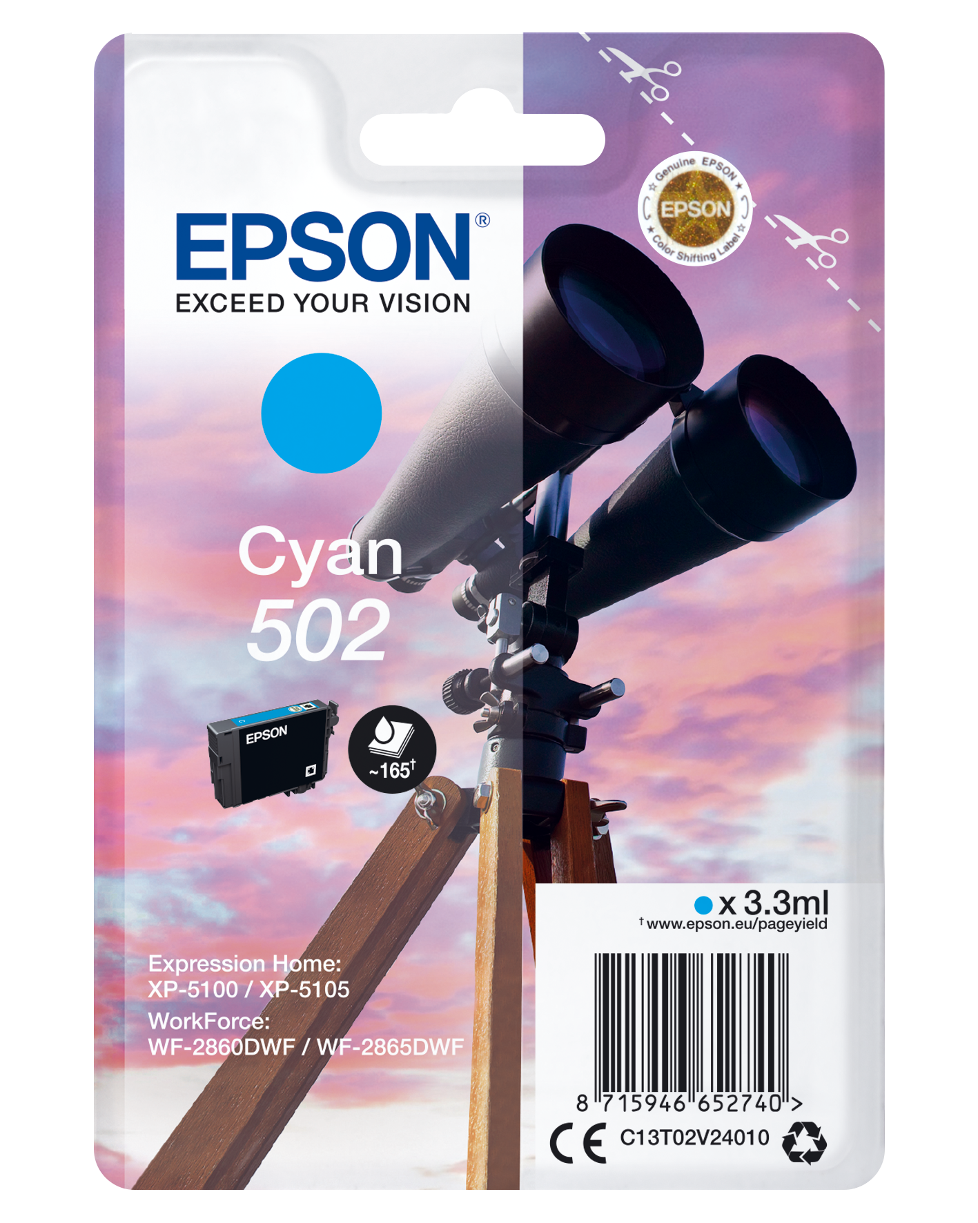 Epson Singlepack Cyan 502 Ink single pack / cyaan