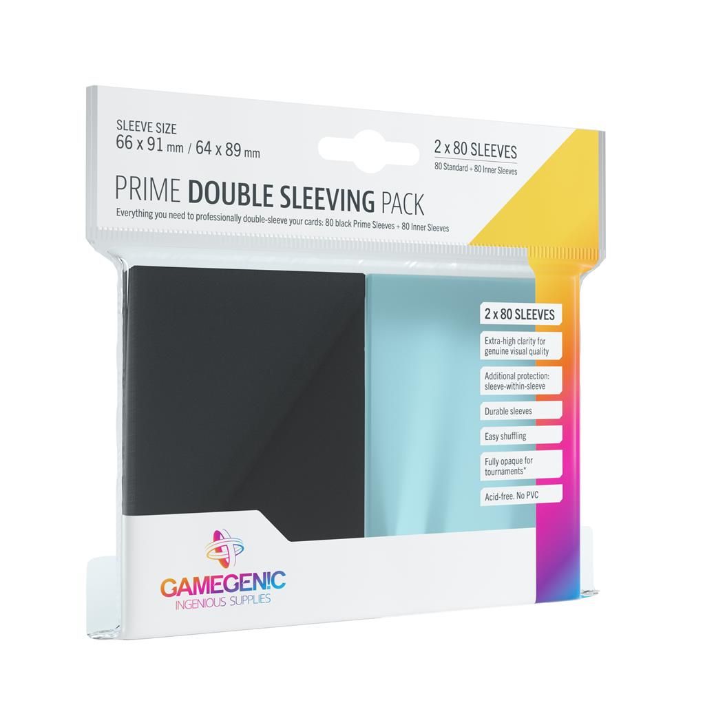 GameGenic Sleeves Prime Double Sleeving Pack (80 stuks) - Zwart
