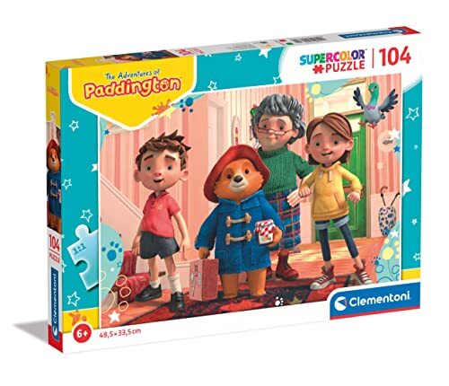 Clementoni Supercolor Puzzel-Paddington-104 stukjes, Made in Italy, kinderen 6 jaar, cartoon-puzzel, paddington, meerkleurig, medium, 25730